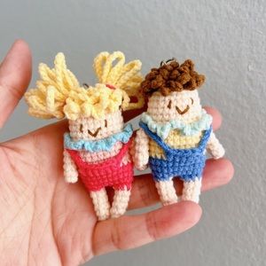 Crochet Girl Boy Lovers Dolls set/Handmade Dolls/Lovers Keychain/Gift